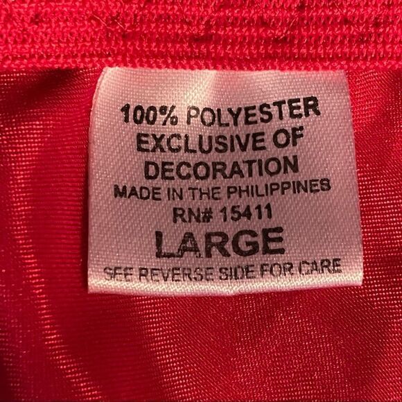 Vintage Movie Star inc. Lingerie Red Handkerchief Style Sheer Crystal Heart L - Picture 9 of 14